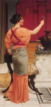 ジョン・ウィリアム・ゴッドワード Painting - レズビアンとスパローの新古典主義女性ジョン・ウィリアム・ゴッドワード